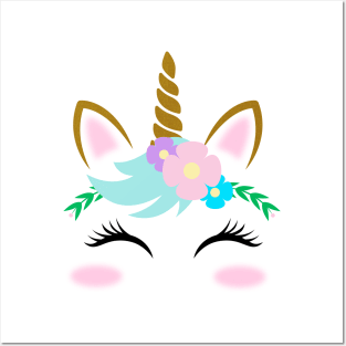 Pretty Little Unicorn Face Posters and Art